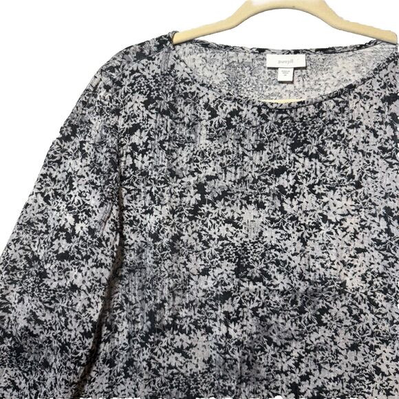 J. JILL PureJill 100% Cotton 3/4 Sleeve Floral Pullover Blouse Top Women’s M - Picture 4 of 12
